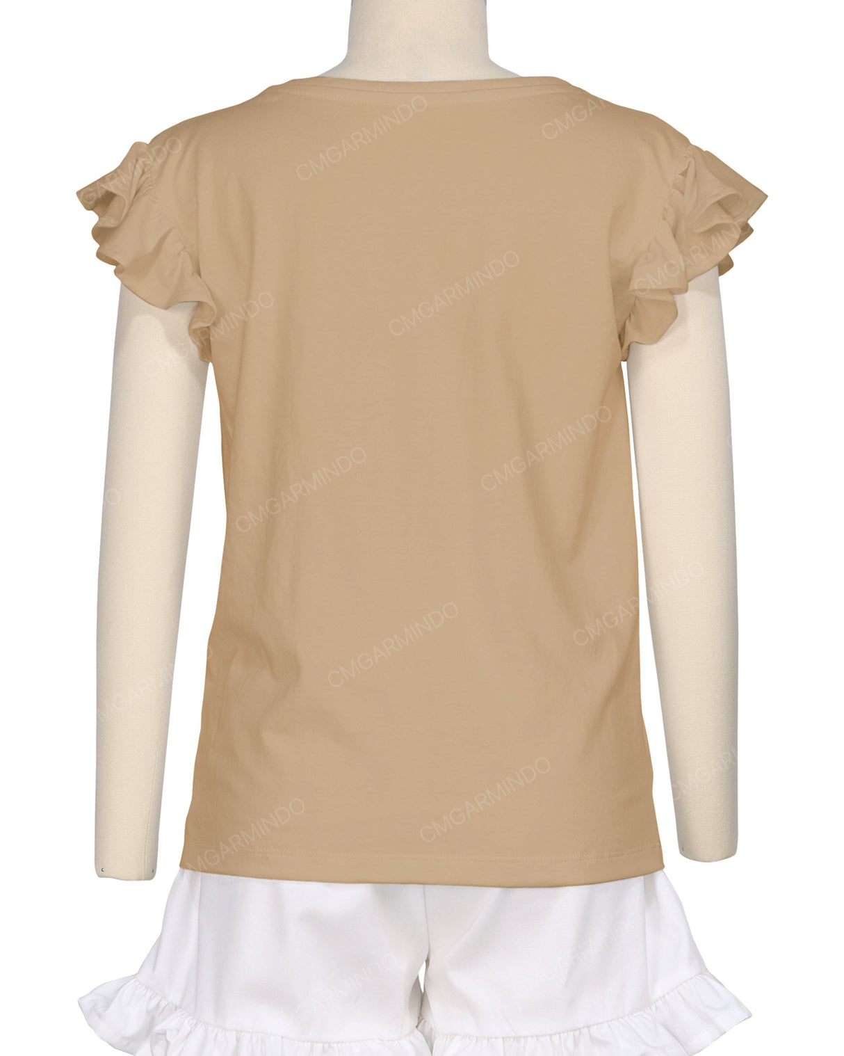 Frill Cap Sleeve Boat Neck T-shirt