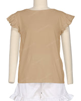 Frill Cap Sleeve Boat Neck T-shirt