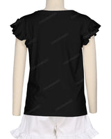 Frill Cap Sleeve Boat Neck T-shirt