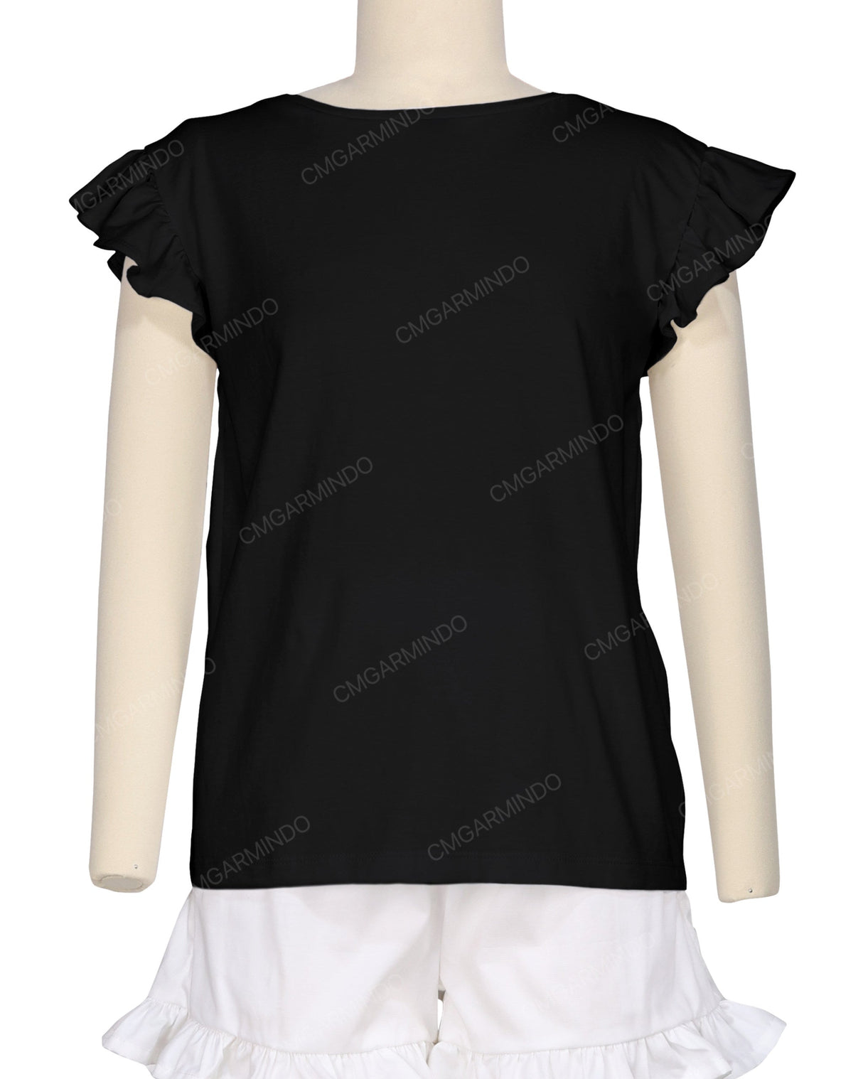 Frill Cap Sleeve Boat Neck T-shirt