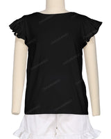 Frill Cap Sleeve Boat Neck T-shirt