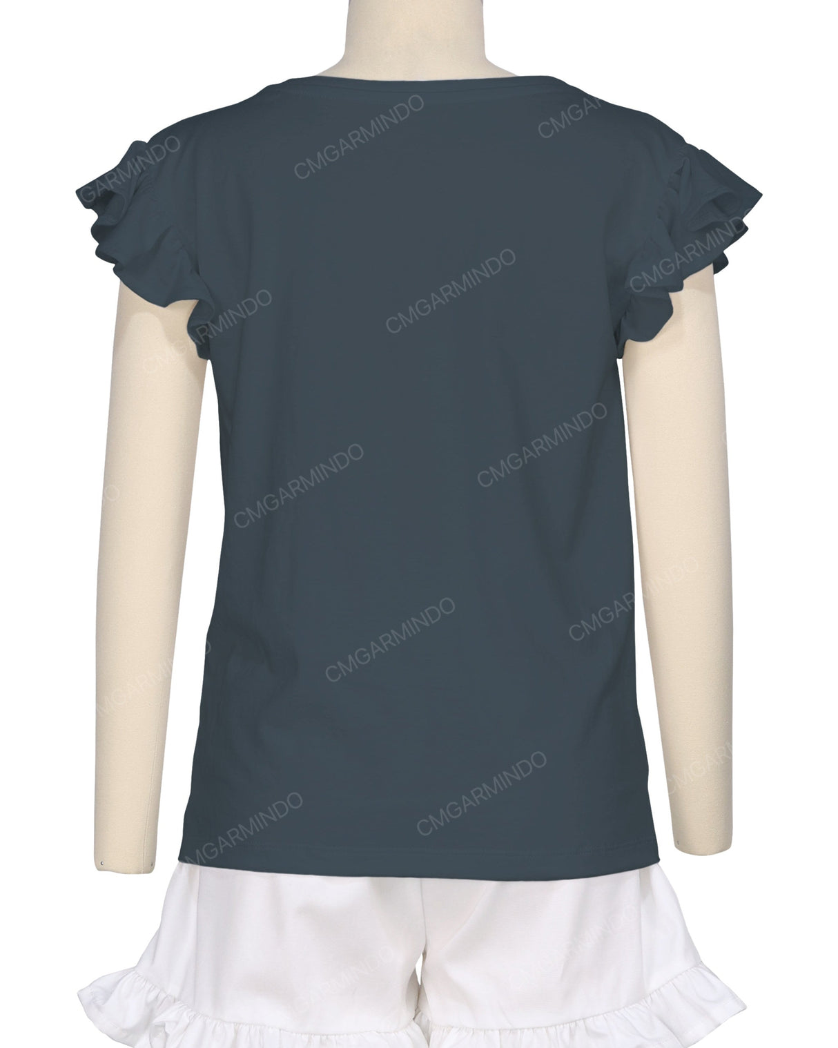 Frill Cap Sleeve Boat Neck T-shirt
