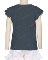 Frill Cap Sleeve Boat Neck T-shirt