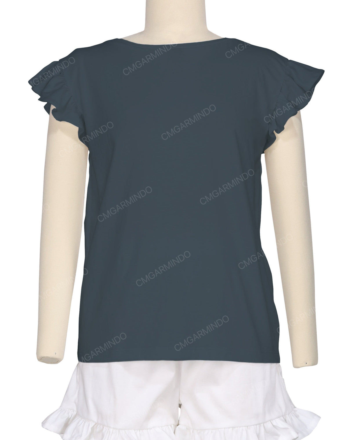 Frill Cap Sleeve Boat Neck T-shirt