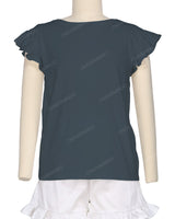 Frill Cap Sleeve Boat Neck T-shirt