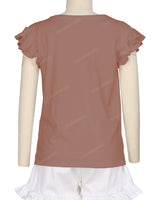 Frill Cap Sleeve Boat Neck T-shirt