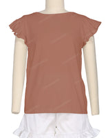 Frill Cap Sleeve Boat Neck T-shirt