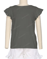 Frill Cap Sleeve Boat Neck T-shirt