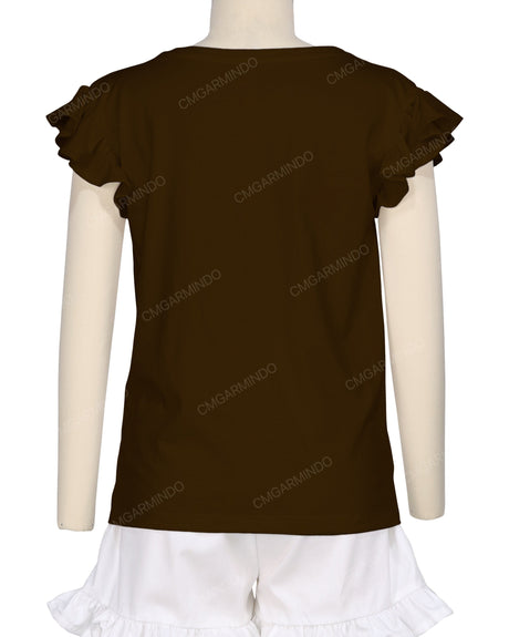 Frill Cap Sleeve Boat Neck T-shirt