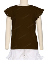 Frill Cap Sleeve Boat Neck T-shirt