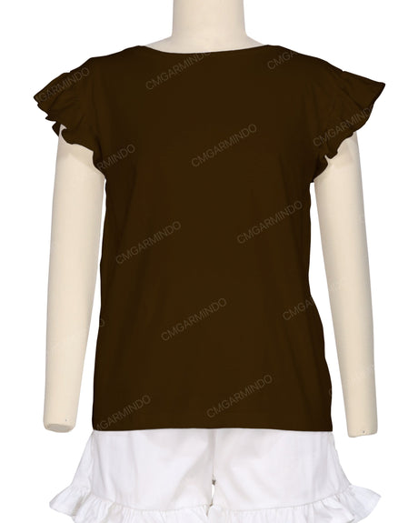 Frill Cap Sleeve Boat Neck T-shirt