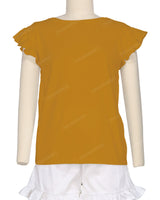 Frill Cap Sleeve Boat Neck T-shirt