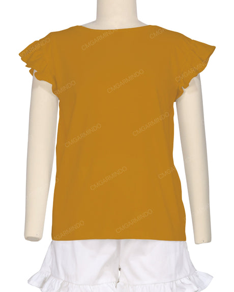 Frill Cap Sleeve Boat Neck T-shirt
