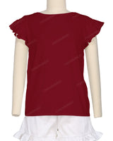 Frill Cap Sleeve Boat Neck T-shirt