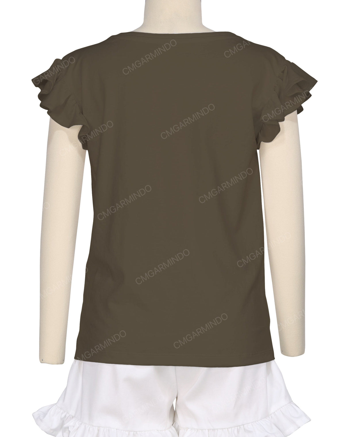 Frill Cap Sleeve Boat Neck T-shirt