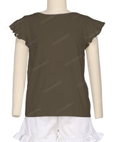 Frill Cap Sleeve Boat Neck T-shirt