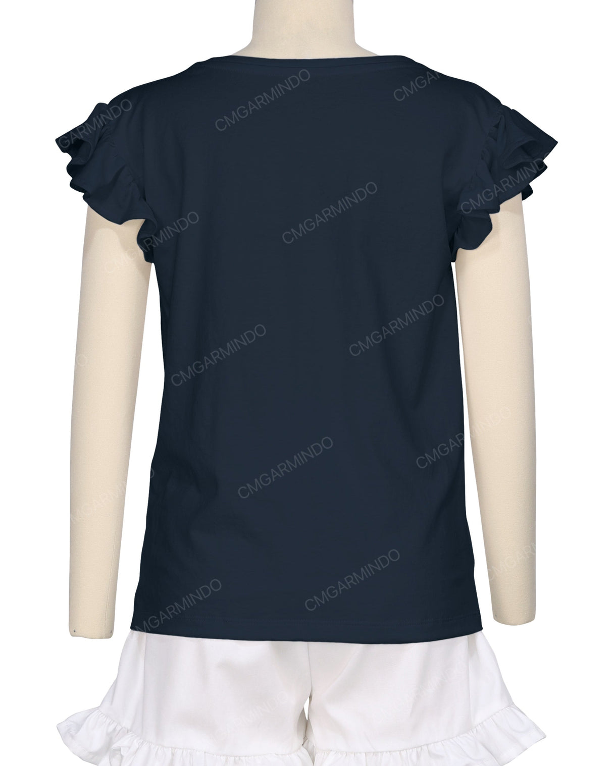Frill Cap Sleeve Boat Neck T-shirt