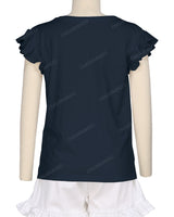 Frill Cap Sleeve Boat Neck T-shirt