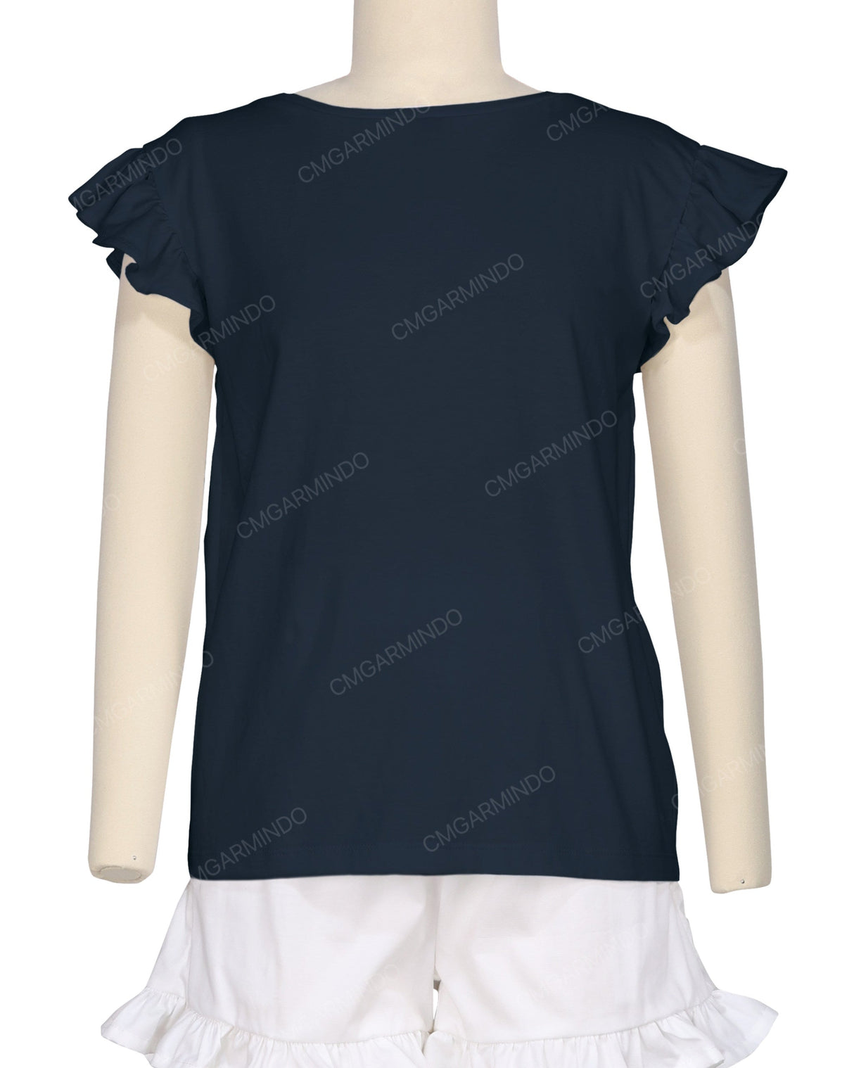 Frill Cap Sleeve Boat Neck T-shirt