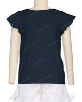 Frill Cap Sleeve Boat Neck T-shirt