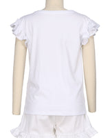 Frill Cap Sleeve Boat Neck T-shirt
