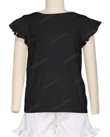 Frill Cap Sleeve Boat Neck T-shirt