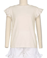 Frill Cap Sleeve Boat Neck T-shirt
