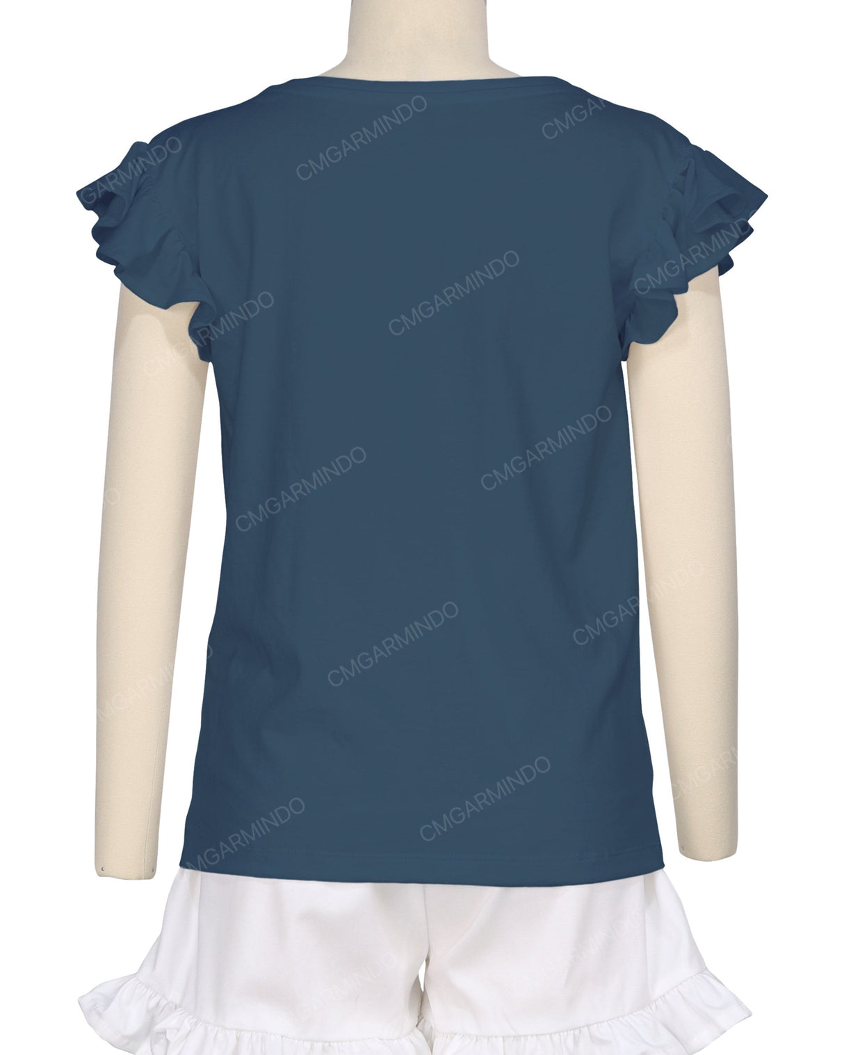 Frill Cap Sleeve Boat Neck T-shirt