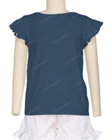 Frill Cap Sleeve Boat Neck T-shirt