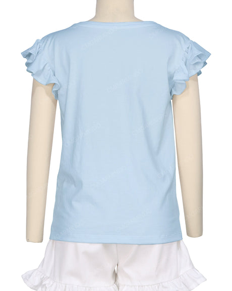 Frill Cap Sleeve Boat Neck T-shirt