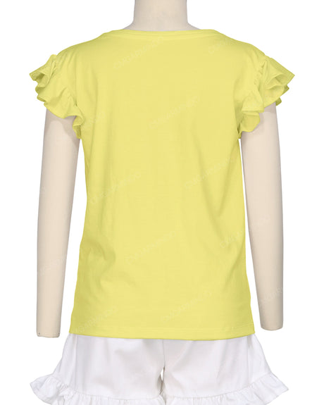 Frill Cap Sleeve Boat Neck T-shirt