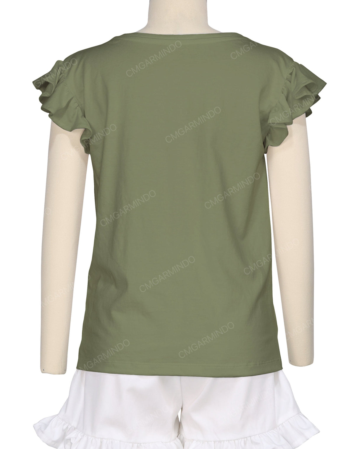 Frill Cap Sleeve Boat Neck T-shirt