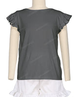 Frill Cap Sleeve Boat Neck T-shirt