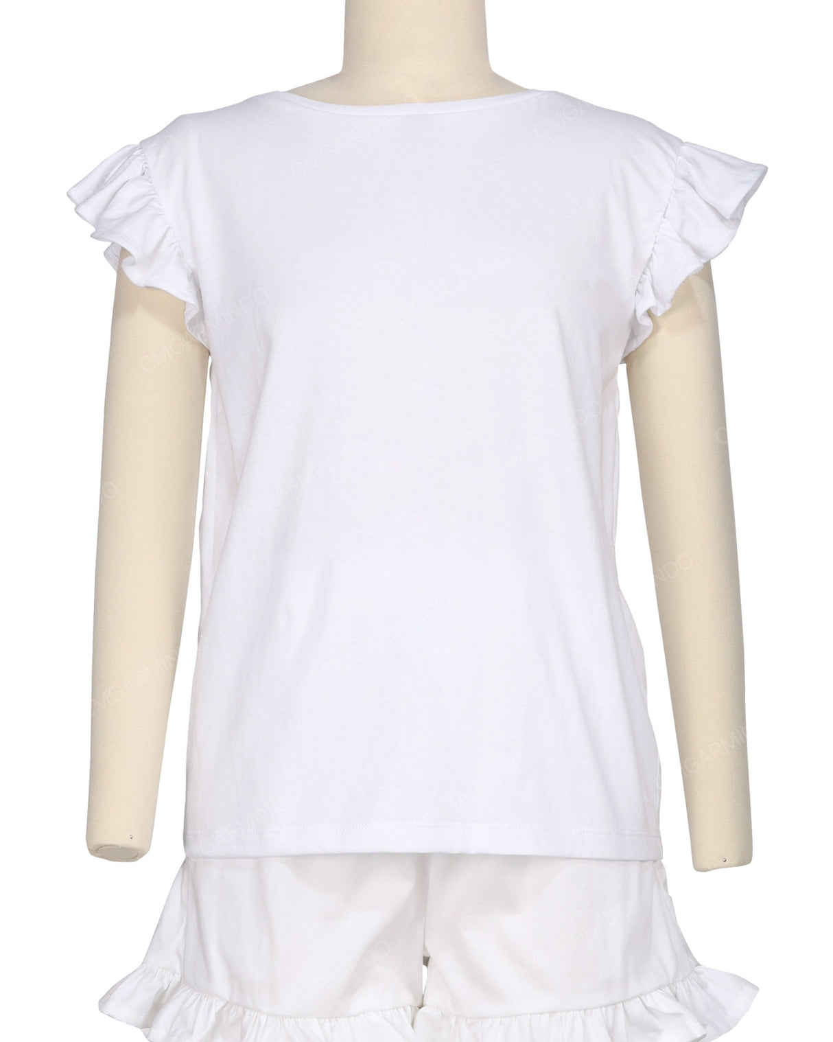 Frill Cap Sleeve Boat Neck T-shirt