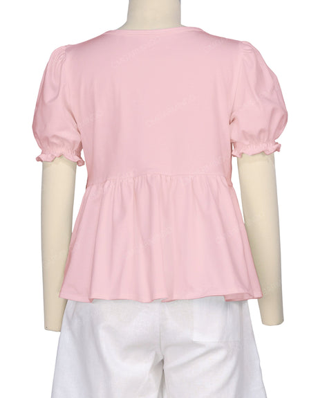 Puff Sleeve Boat Neck Top