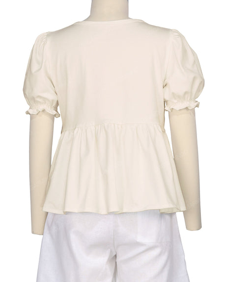 Puff Sleeve Boat Neck Top