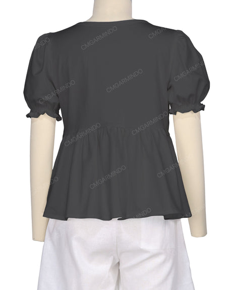 Puff Sleeve Boat Neck Top