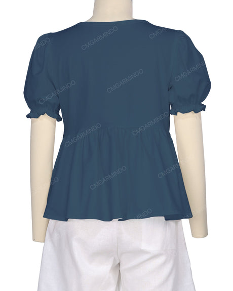 Puff Sleeve Boat Neck Top
