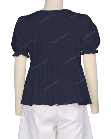 Puff Sleeve Boat Neck Top