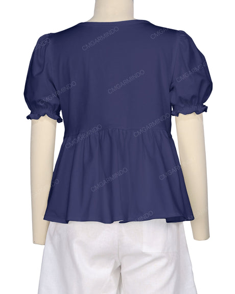 Puff Sleeve Boat Neck Top
