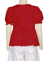 Puff Sleeve Boat Neck Top