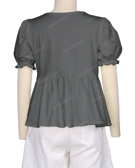 Puff Sleeve Boat Neck Top