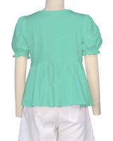 Puff Sleeve Boat Neck Top