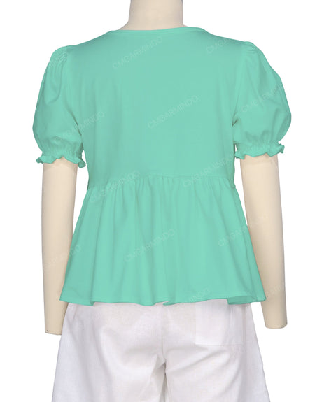 Puff Sleeve Boat Neck Top
