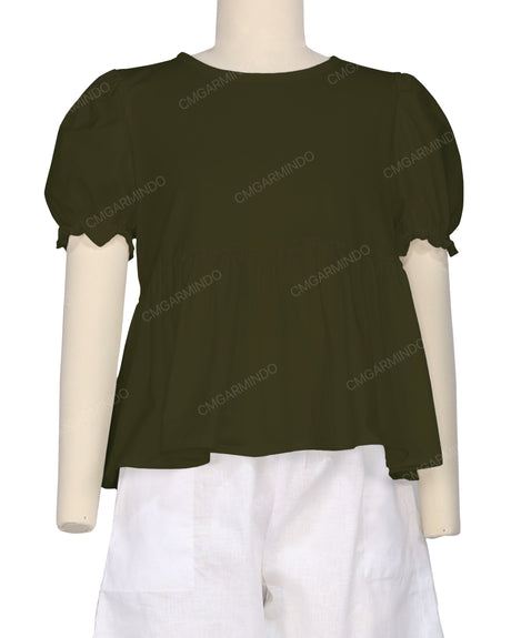Puff Sleeve Boat Neck Top