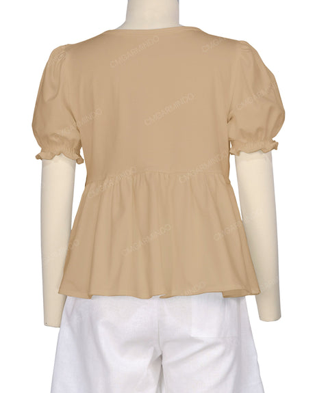 Puff Sleeve Boat Neck Top