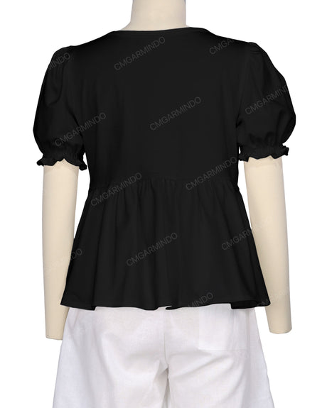Puff Sleeve Boat Neck Top