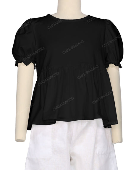 Puff Sleeve Boat Neck Top