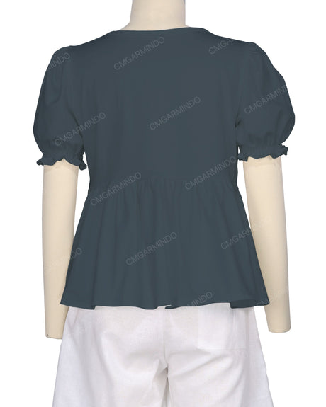 Puff Sleeve Boat Neck Top