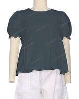 Puff Sleeve Boat Neck Top